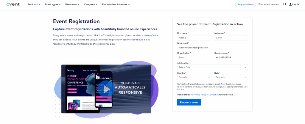 Capture event registrations with beautifully branded online experiences